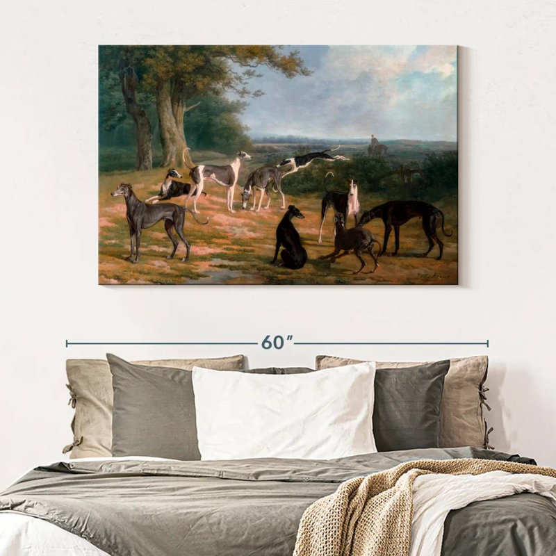 Brampt Nine Greyhounds In A Landscape, 34" H x 51" W