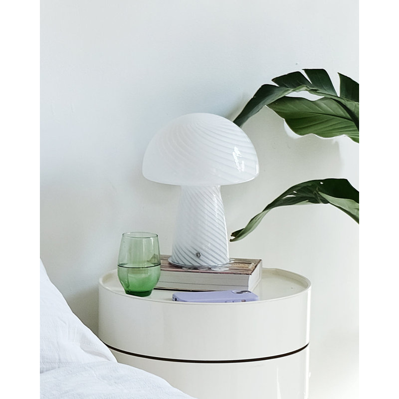 Glass Mushroom Table Lamp, Large Close Top, Butter, White