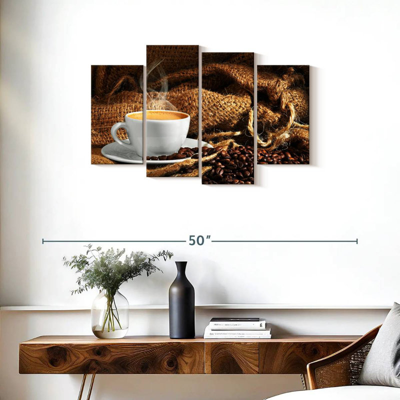 Beans And Steaming Coffee, 22" H x 36" W