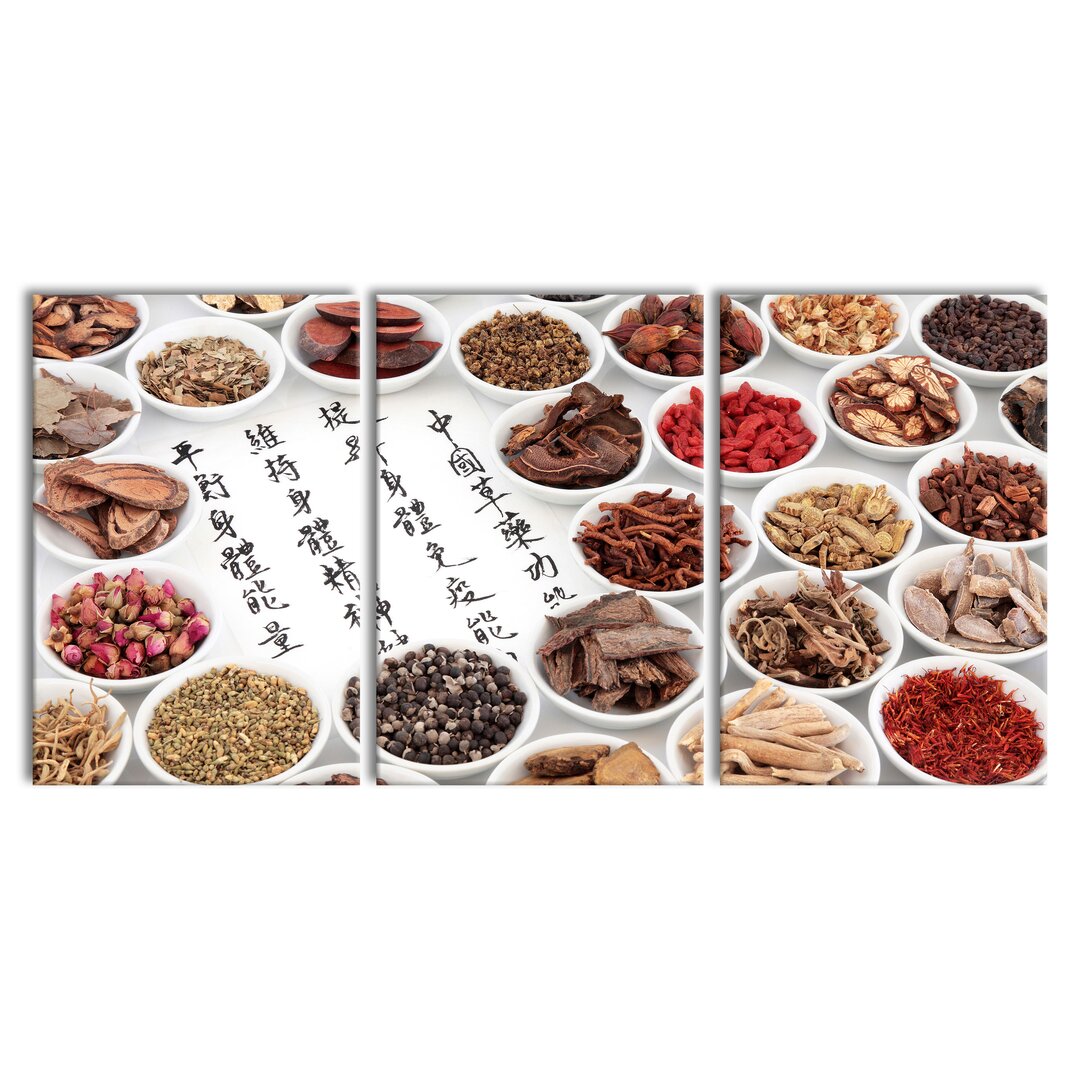 3-tlg. Leinwandbilder-Set Chinese Herbal Medicine