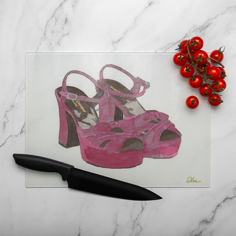 High Heels Glass Chopping Board, 40cm L x 28cm W