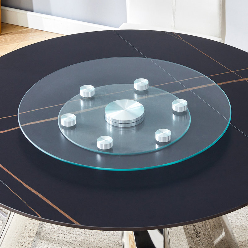 Lazy Susan-Double Layered Rotatable Tempered Glass Table Top