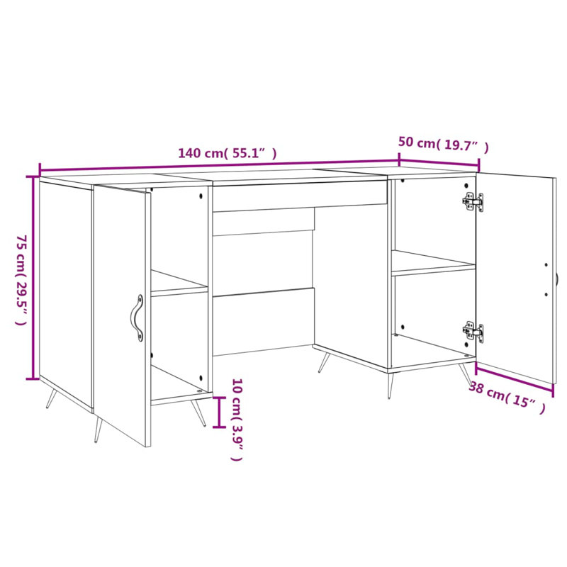 Samara Metal Base Writing Desk, White