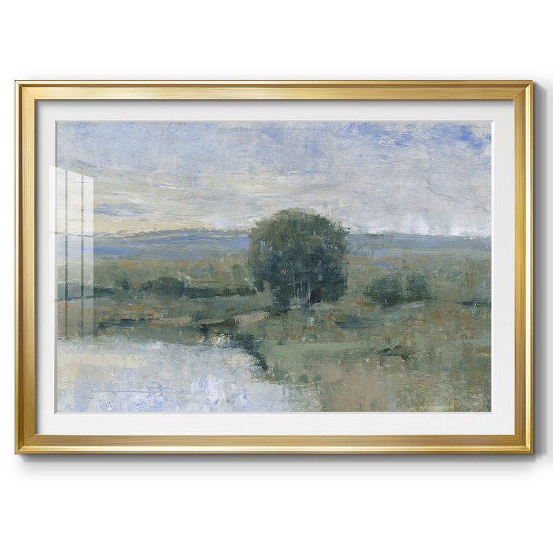 Riverbank Impression II, impression encadrée avec biseau mat et verre, Or, H 19 po x l 27 po x P 1,5 po
