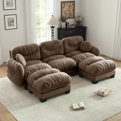 116''Modern Chenille U Shape 3-Seater Modular Sectional Sofa