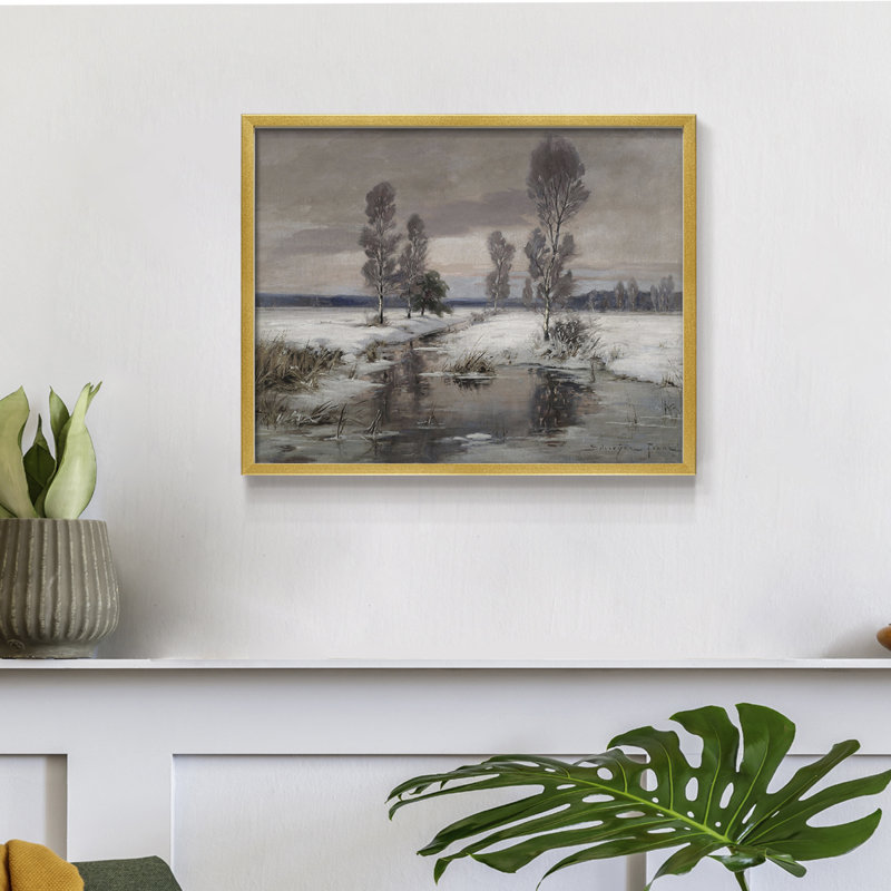 Paysages rétro-CECCXIX - reproduction encadrée, H 11 po x l 14 po, Doré