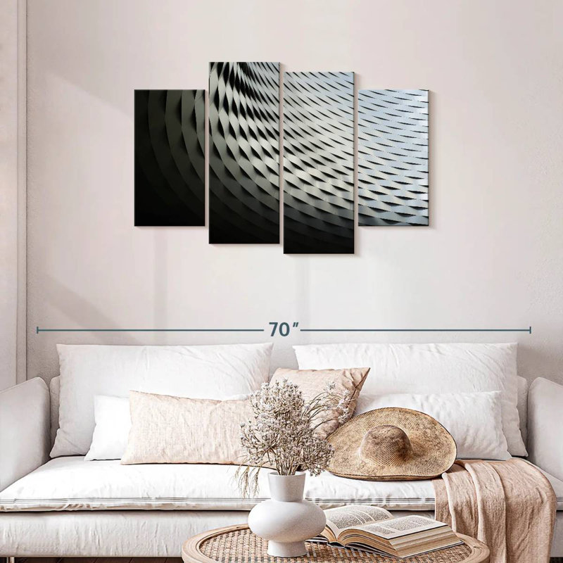 Lilie Abstract Silver Structure, 27" H x 43" W