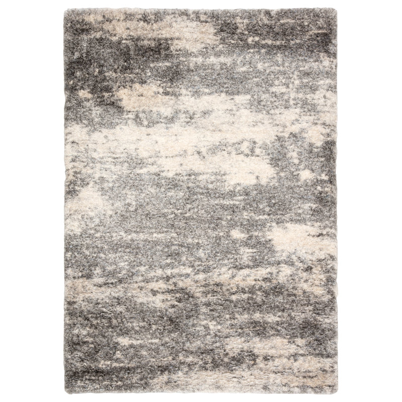  Tapis abstrait gris et ivoire Elodie LYR02 (8 pi x 10 pi)