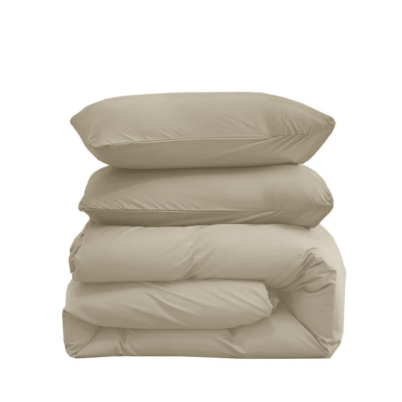 Microfiber Solid Colour Duvet Cover Set, Beige, Single Duvet Cover + 1 Pillowcase