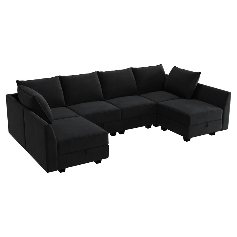 Canapé modulaire Tremee, Velours noir