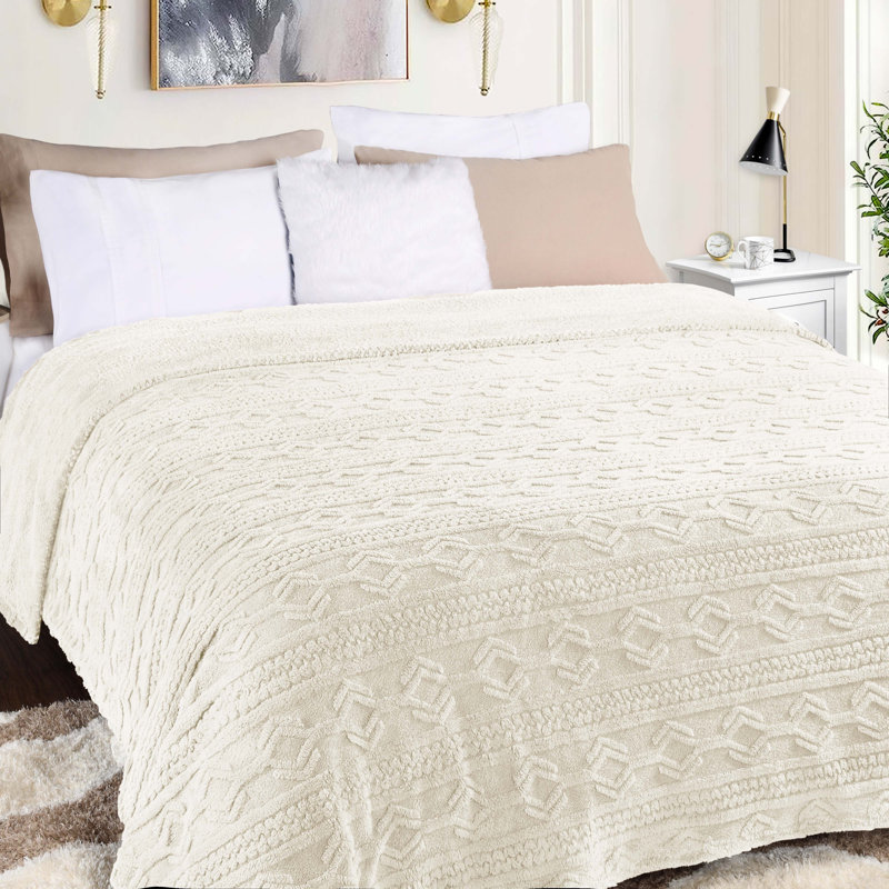 Literie moelleuse Boho, Ivoire ivoire, Lit simple