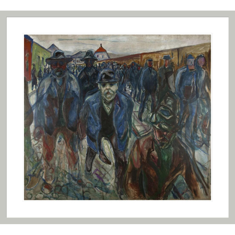 Travailleurs sur le chemin du retour par Edvard Munch, impression giclée encadrée, 33.5" H x 36.89" W