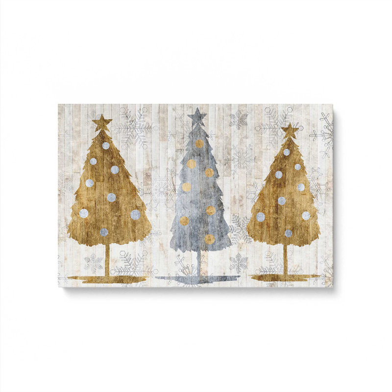 Imprimé d'arbres de Noël métalliques, H 12 po x l 18 po x P 1,25 po, Toile tendue