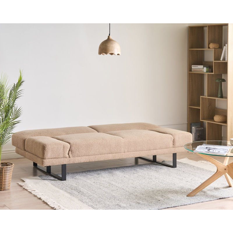 2 Seater Sofa Bed, Sand Beige Boucle