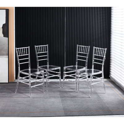 Fauteuil de soudure Broadcommon, siège en plastique. Capacité de charge de 220 lb. Style contemporain. Transparent. Facile à assembler. 19,28 po de profondeur, 18,71 de largeur, 33,39 de hauteur et salle à manger 4. Assemblage transparent