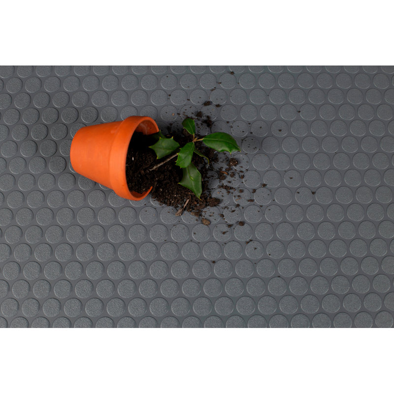 Petite pièce de monnaie x 10 pi Rouleau de plancher pour remise, gris, H 0,8 po x l 96 po x P 120 po
