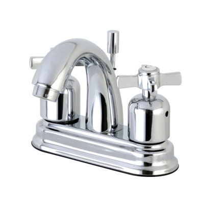 Kingston Brass Millennium Two-Handle 3-Hole Deck Mount 4" Centerset Bathroom Faucet with Plastic Pop-Up