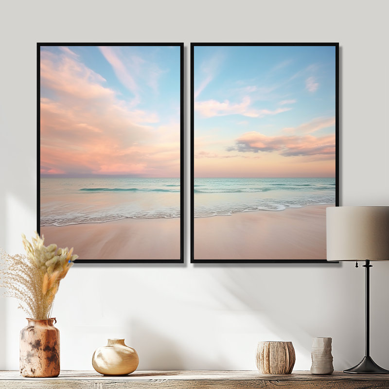 «Peach Sky Photo Astral Symphony V», art mural pêche, 36" H x 48" W, Impression encadrée flottante, Black