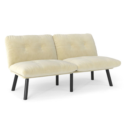 Velvet Futon Sofa Sleeper Couch Bed With Adjustable Backrest by Mercer41