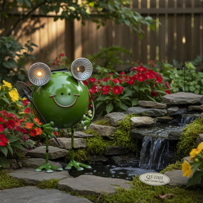Led Light Metal Solar Power Figure Frog