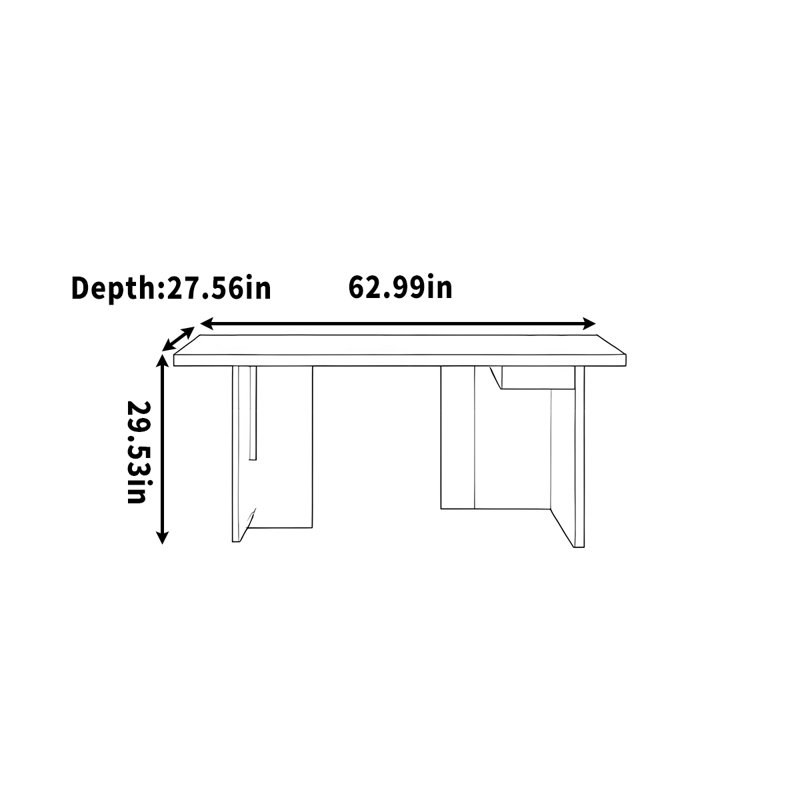 Pieds de table en acrylique simples et fonctionnels pour les bureaux, H 29,53 po x l 62,99 po x P 27,56 po