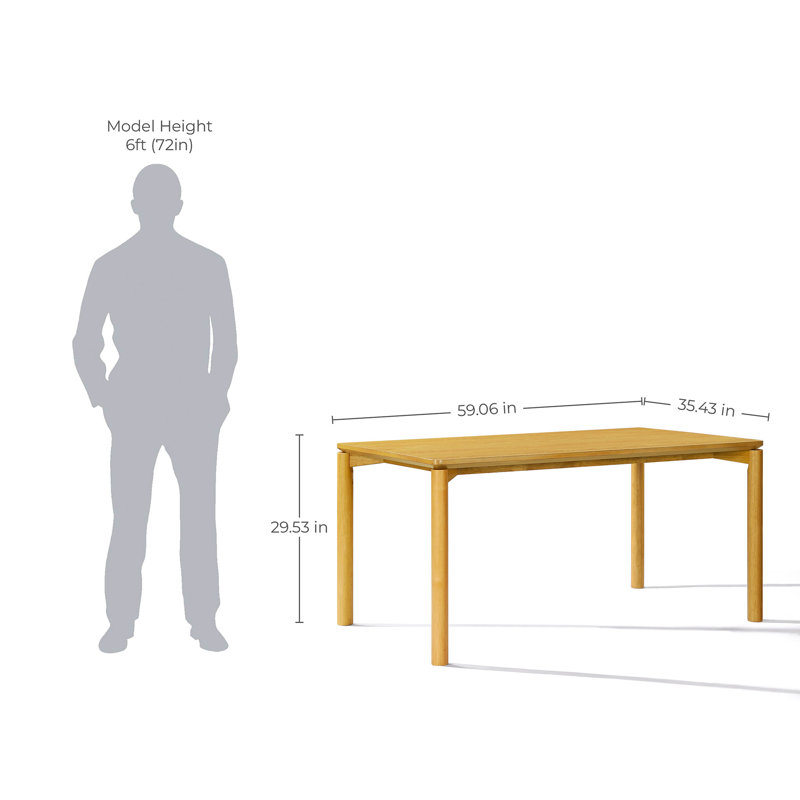59'' Rectangular Dining Table for 6, Modern MDF Wood Kitchen Table with Solid Wood Legs