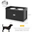 Grand support d'alimentation pour chien avec rangement. Noir 2 bols en acier inoxydable surélevés. Soutient la santé et l'énergie de l'animal. Élévation spacieuse. Améliore la routine. Tiroir