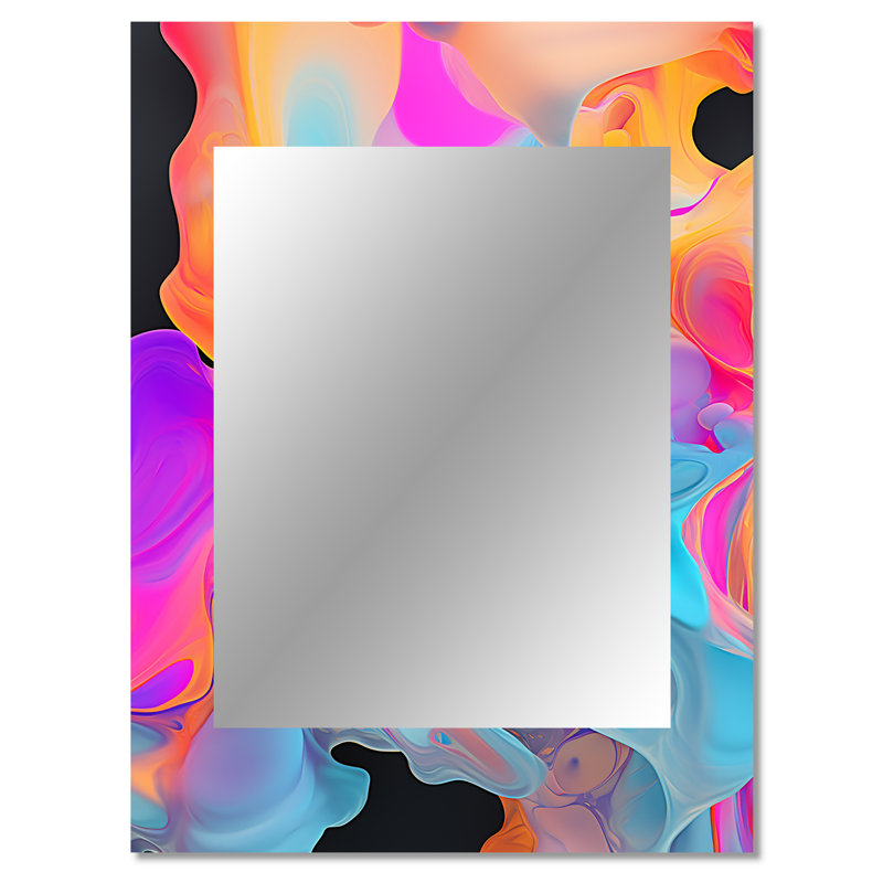 Peinture rose et bleue fusion IV - grand miroir mural, peinture abstraite moderne, 40 po x 30 po