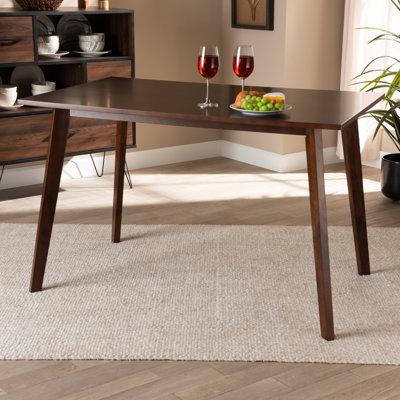 Jablonski Mid-Century Modern Transitional Walnut Brown Finished Rectangular Wood Dining Table