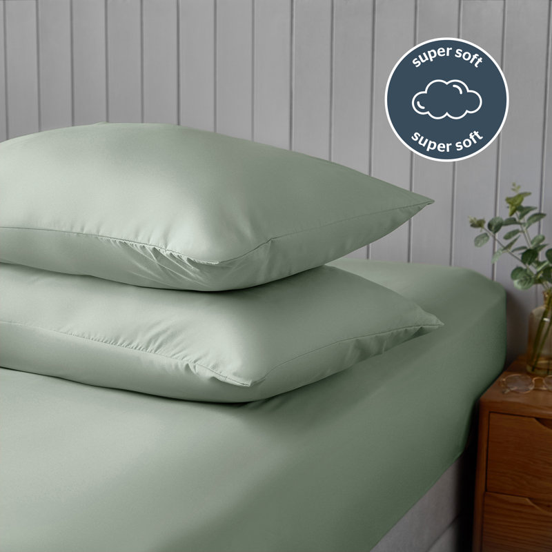Silentnight Supersoft Plain Microfibre Housewife Pillowcase, Sage Green