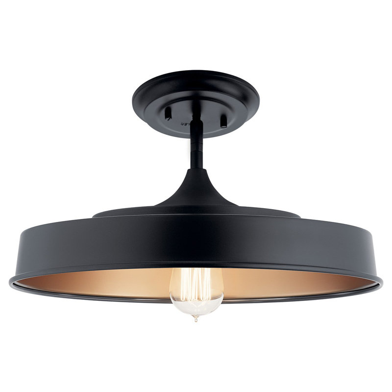 Elias Glass Semi Flush Mount, Black