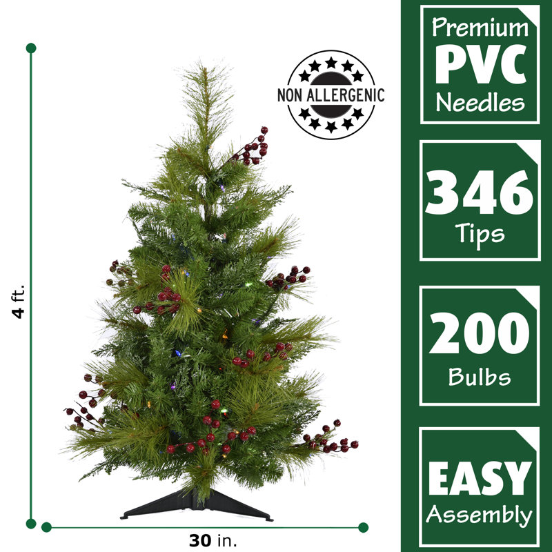 Newberry Pine 4-Ft Tabletop Christmas Tree with Multi-Colored LED Lights