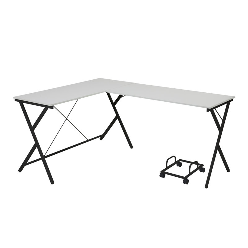 Bureau d'ordinateur Dazenus, Blanc/Noir, H 28 po x l 62 po x P 47 po