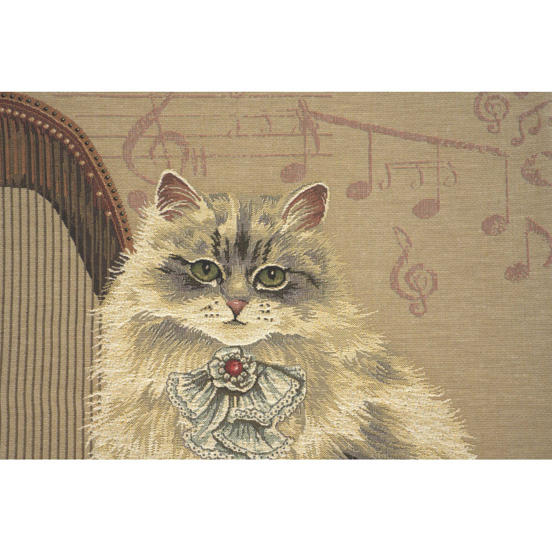 Cat With Piano Cushion Covers, Square 18", Beige Cat 1