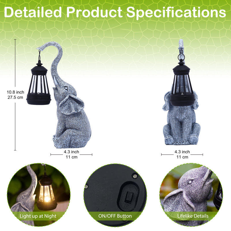 Statues d'éléphant solaire Everth pour le jardin, cadeaux d'anniversaire pour maman, grand-mère