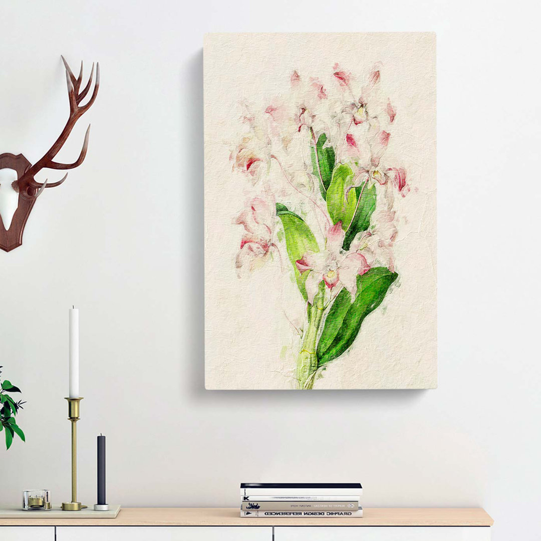 Illustration Of Pink Dendrobium Orchids - Wrapped Canvas