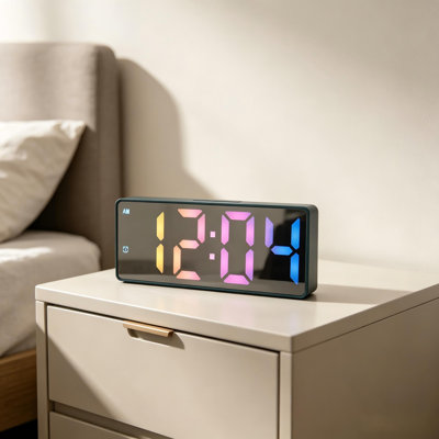 Digital Alarm Clock with Temperature Display – Portable Bedside Clock for Bedroom, Nightstand, and Travel