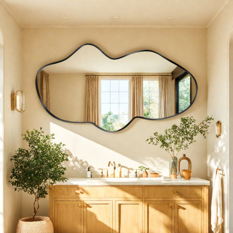 Miroir mural asymétrique, 39 po x 24 po, Noir