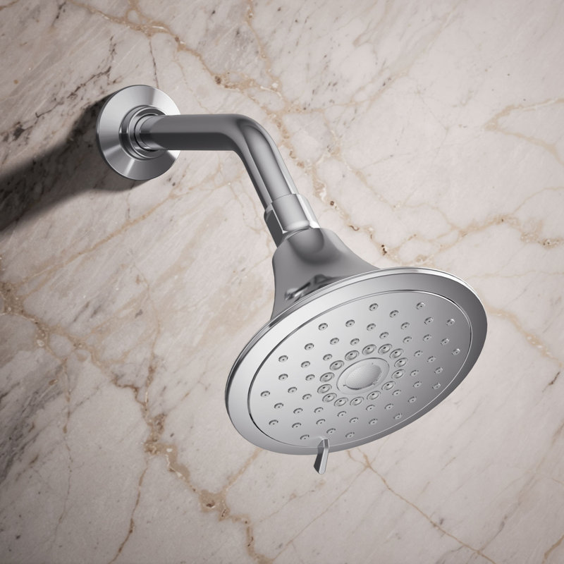 Kohler Forte Multifunction Wall Mount Showerhead, Three Spray Settings, 5.5" High Pressure Spray Head, Polished Chrome