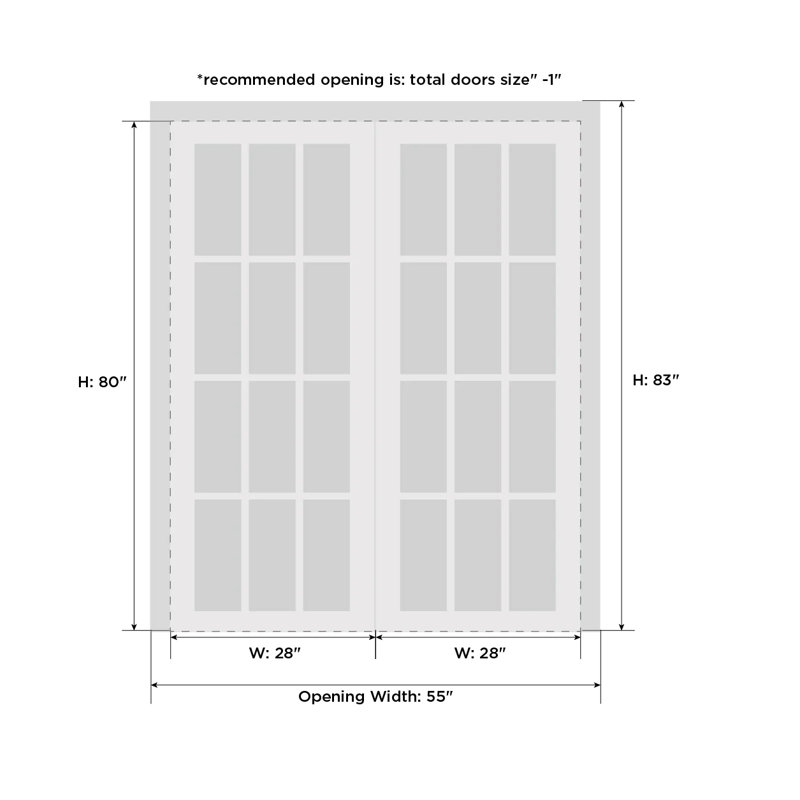 Portes à panneaux coulissantes à panneaux Quadro, Gris mat, 56 po x 80 po