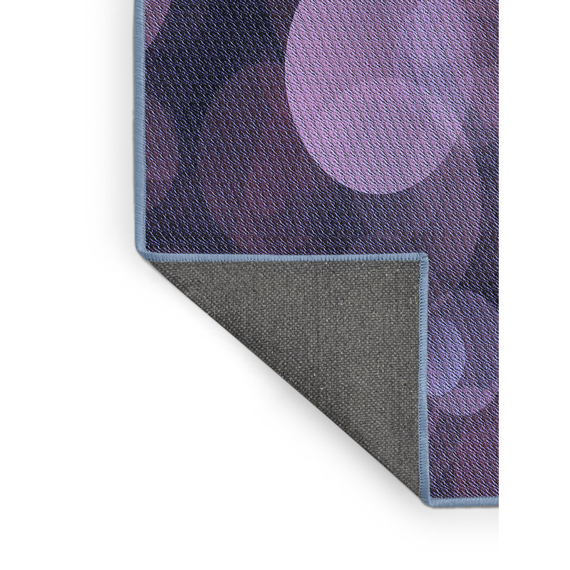 Tapis géométrique mauve en laine, Tapis de couloir 2 pi x 5 pi