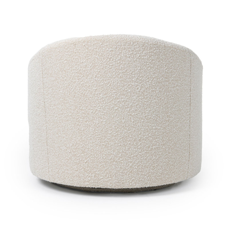 Upholstered Swivel Barrel Chair, Light Beige Boucle