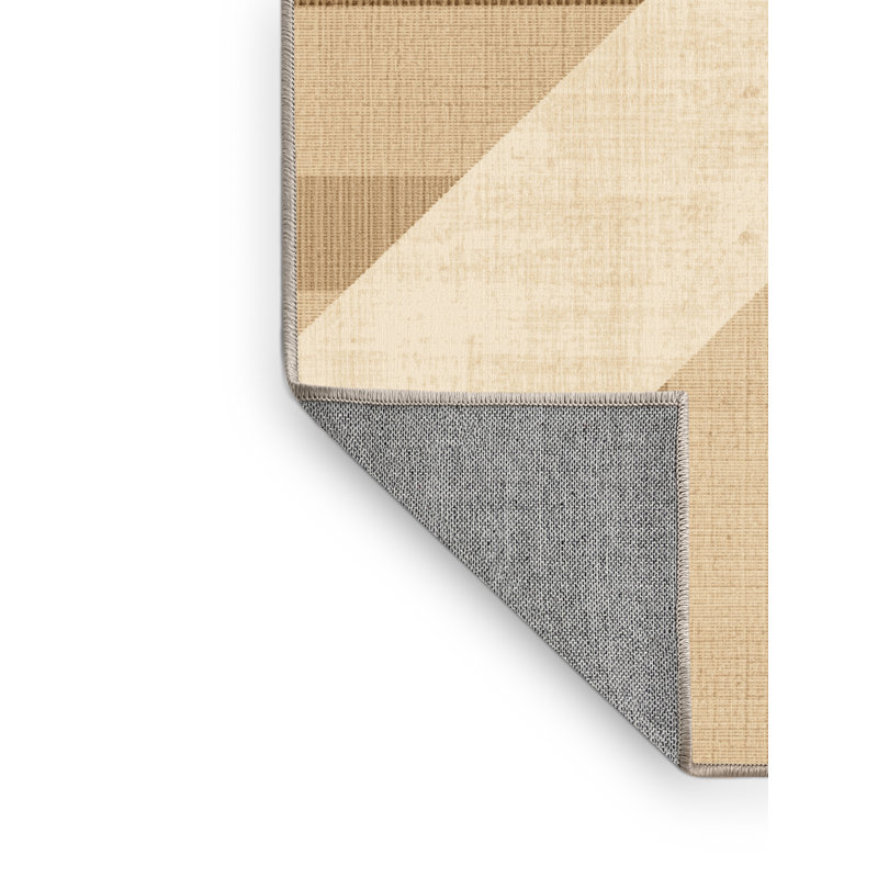Machine Washable Bemott Cottage Americana Plaid Rug in Brown – Beige Binding, 7x10