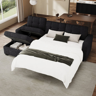L-Shaped Sleeper Sectional Sofa With Hidden Storage