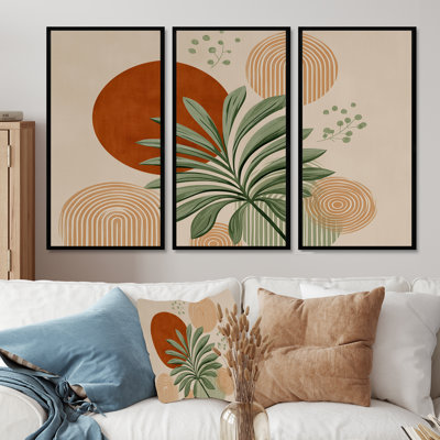 Green And Orange Minimalism Herb Elegance  - Botanicals Wall Art Set