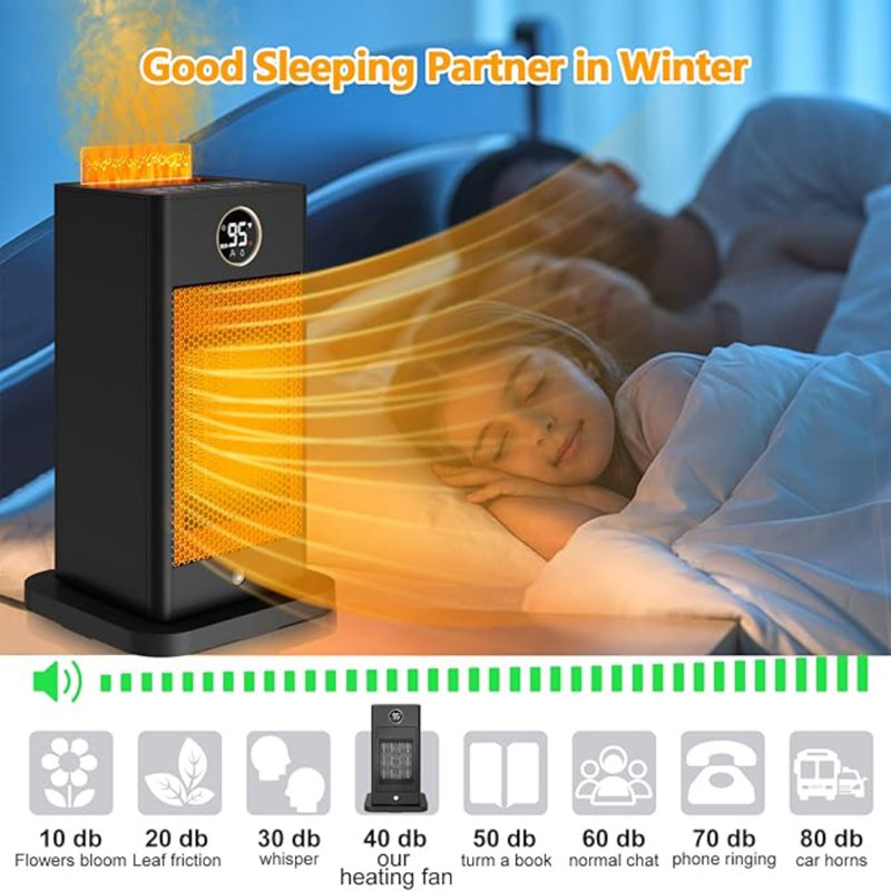 3-In-1 Space Heater- Humidifier/Sensor/ECO,Electric Heater With 90°Oscillating/Thermostat/12H Timer/Dual Control,Space Heater Indoor With 3D Flame Ambiance/Heater Heat Up 260 Sq.Ft(Obsidian Black)1