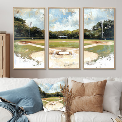 Baseball Field Landscape - Sport Baseball Wall Art Print Set