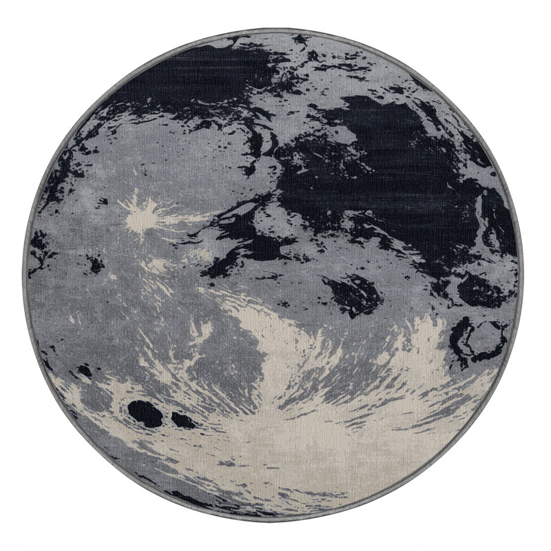 Tapis gris lavable à la machine, Rond 6 pi