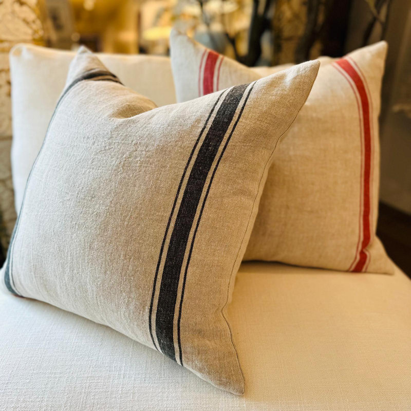 Marseille Pillow Cover - 22" x 22", Black/Natural Stripe