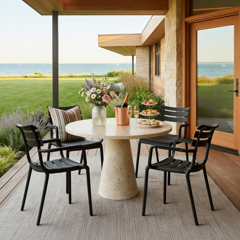 Chaise de salle à manger d'extérieur empilable, chaise de patio en plastique résistant aux intempéries, sans assemblage, avec accoudoirs